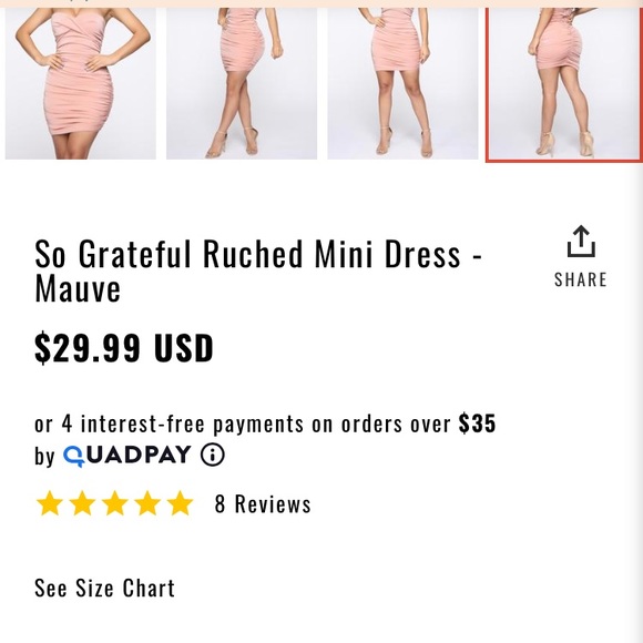 Fashion nova blush pink ruched dress - Picture 4 of 4